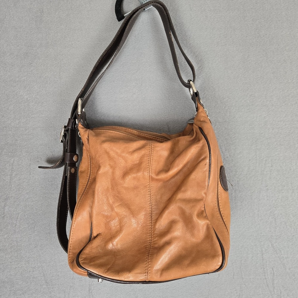 Christina In Pell 🇮🇹  Italian Leather Boho Shoulder Bag Slouchy Camel Brown